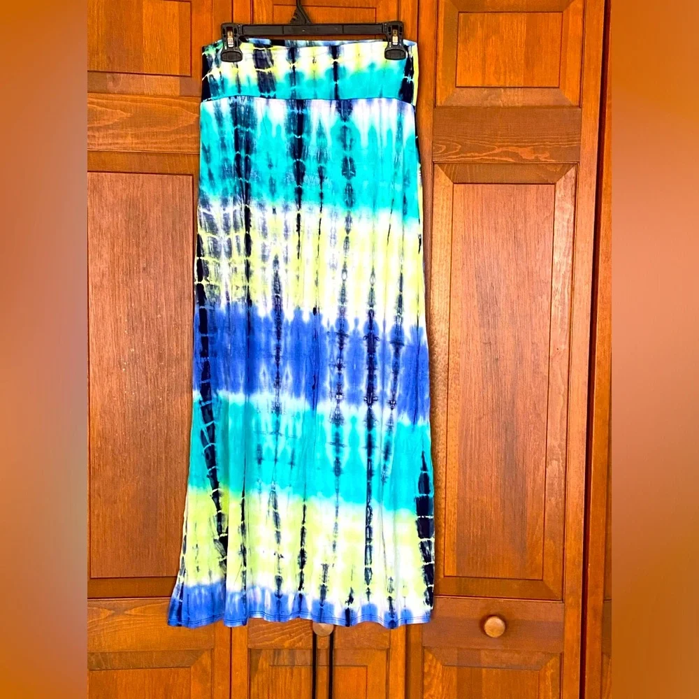 BCX Multicolor Tie-Dye Boho Maxi Skirt